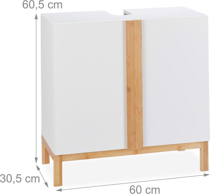 Image du produit Relaxdays Meuble dessous de lavabo, en bambou (60 x 30.5 x 60.5 cm)