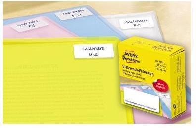 Produktbild Avery 3383 Abgerundetes Rechteck Dauerhaft Weiss 250Stück(e) selbstklebendes Etikett