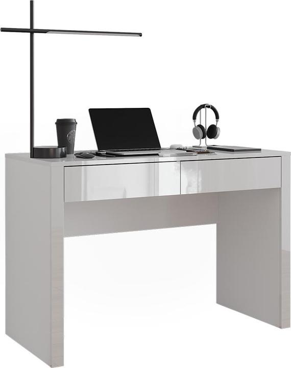 Image du produit Vichy Schreibtisch Annabelle, Weiss Hochglanz/Weiss, 110 x 50 cm mit 2 Schubladen