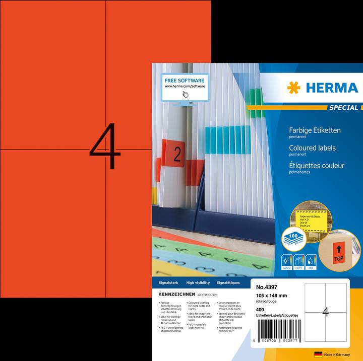 Immagine prodotto HERMA Etichette colorate A4
