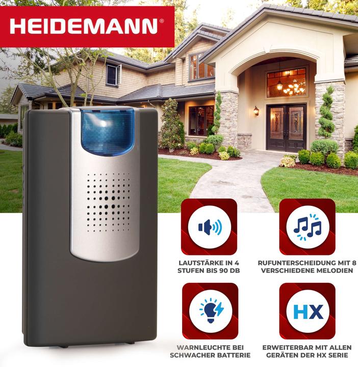 Immagine prodotto Heidemann Set di suonerie wireless HX Action (estensione del campanello wireless) (Senza fili)