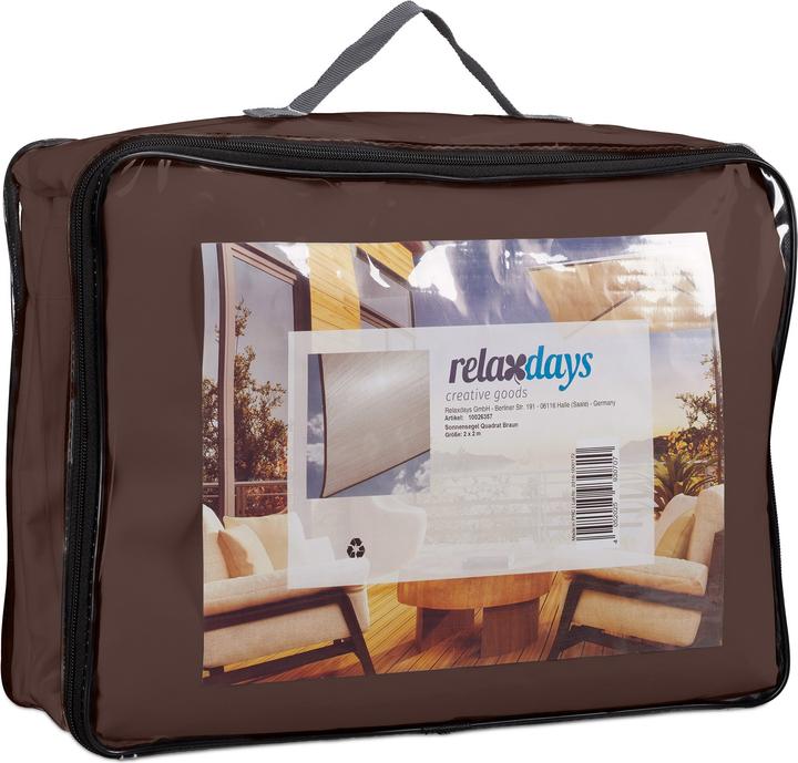 Actual product image Relaxdays Brown Square Shade Sail (200 x 200 x 0.5 cm)