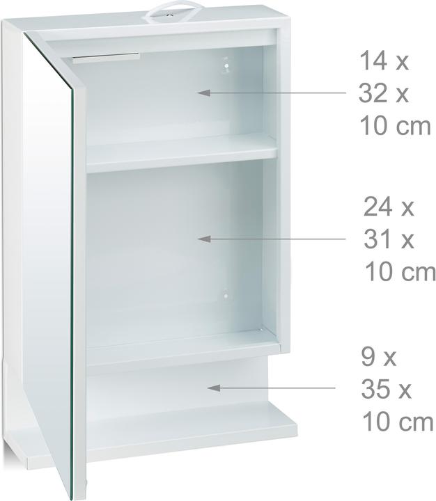 Image du produit Relaxdays Armoire de Toilette 1 Porte Miroir Prise (35 x 12 x 55 cm)