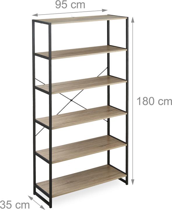 Actual product image Relaxdays Shelving Unit 6 Tier Industrial (95 x 35 x 180 cm)