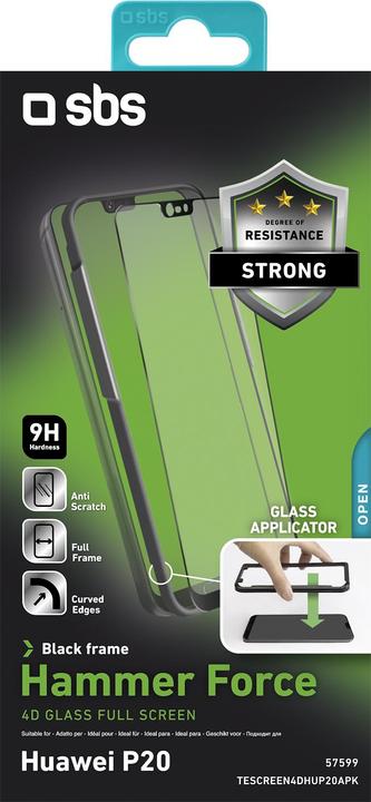 Produktbild SBS Glas Displayschutz 4D Vollbild für Huawei P20 mit Applikator (1 Stück, Huawei P20)