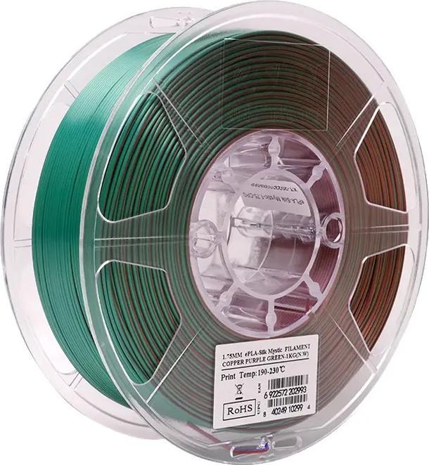 Actual product image eSUN eSilk Mystic PLA Green Purple Copper Filament 1.75mm 1Kg (PLA, 1.75 mm, 1000 g, Violet, Green, Copper)
