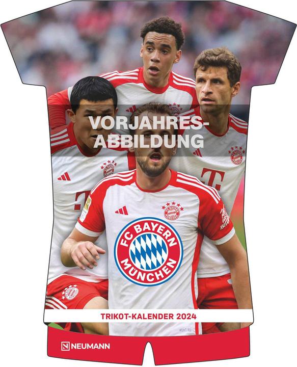 Produktbild Neumann N NEUMANNVERLAGE - FC Bayern München 2025 Trikotkalender, 34,1x42cm, Fussball-Kalender mit Motiven (Harter Einband, Deutsch)