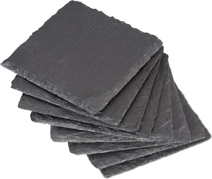 Actual product image Relaxdays Slate Coaster Set of 8, Bamboo Box (8 x, Glass coaster)