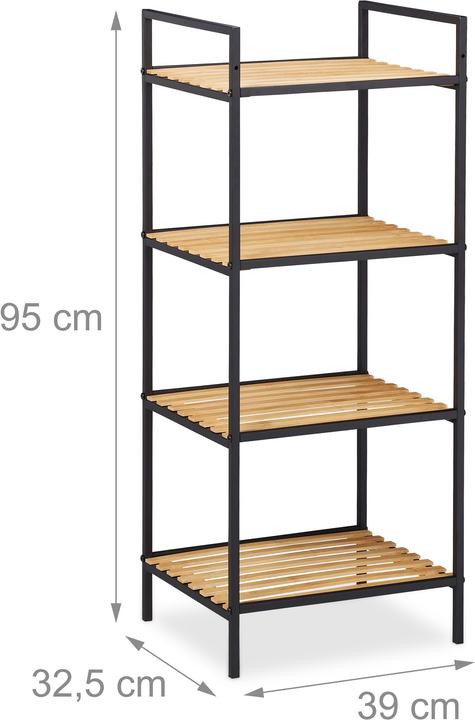 Actual product image Relaxdays Standing Shelf Unit, Bamboo & Metal (39 x 32.5 x 95 cm)