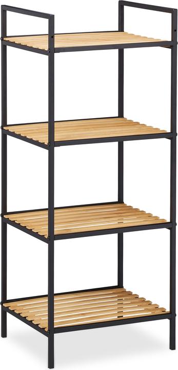 Actual product image Relaxdays Standing Shelf Unit, Bamboo & Metal (39 x 32.5 x 95 cm)
