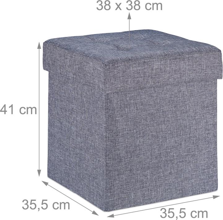 Actual product image Relaxdays Storage Ottoman, Foldable