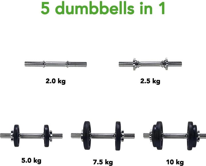 Immagine prodotto Tunturi Kurzhantelset 10 kg (2 x 2,5 kg, 2 x 1,25 kg)