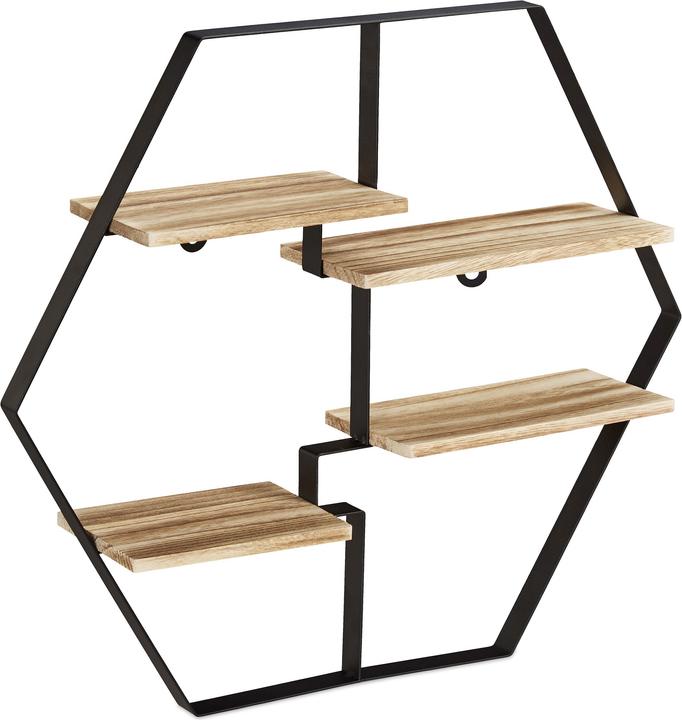 Image du produit Relaxdays Tablette murale, hexagonale (60 x 12 x 52 cm)