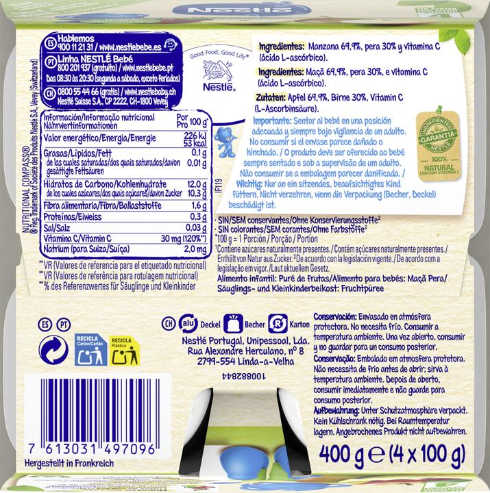 Produktbild Nestlé Apfel Birne Kompott, nach 4 Monaten (400 g)