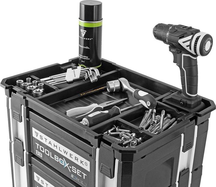 Actual product image Stahlwerk Toolbox size M 443 x 310 x 151 mm stackable system box with carrying handle (1 pieces)