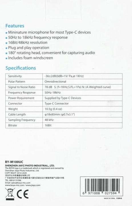 Actual product image Boya BY-M100UC