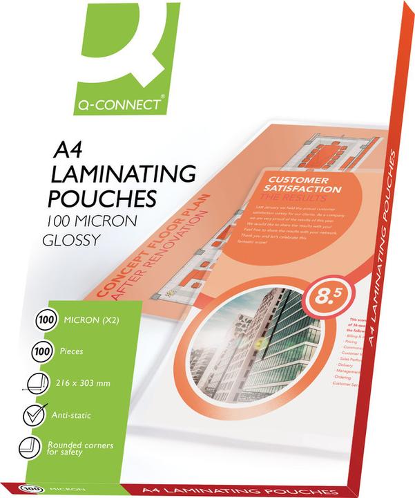 Produktbild Q-Connect Laminierbeutel (A4, 100 Stück, 100 µm)