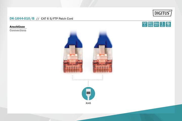 Image du produit Digitus CAT6 S-FTP Patchk.,1m, Bleu (S/FTP, CAT6, 1 m)