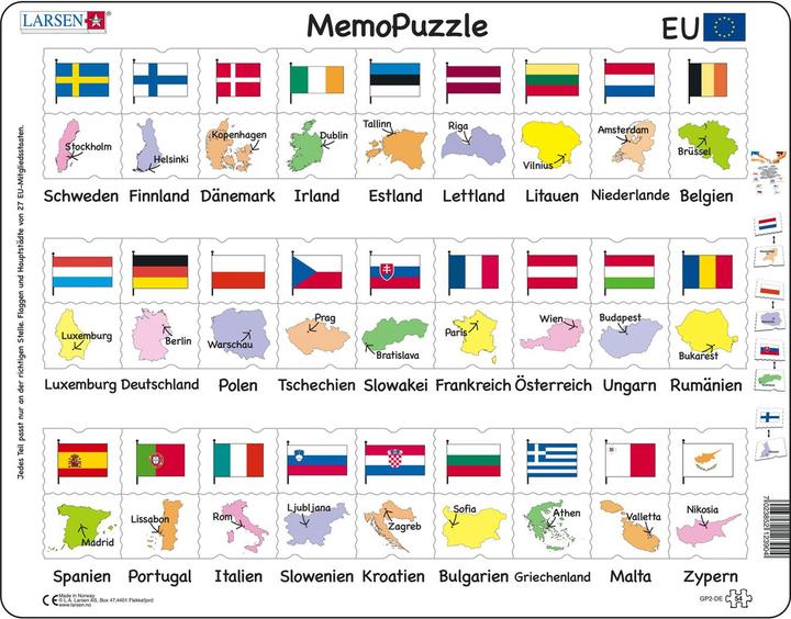 Image du produit Larsen Noms, drapeaux et capitales des 27 États membres de l'UE (54 pièces)