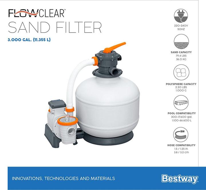 Immagine prodotto Bestway Pompa per filtro a sabbia da 3000 galloni