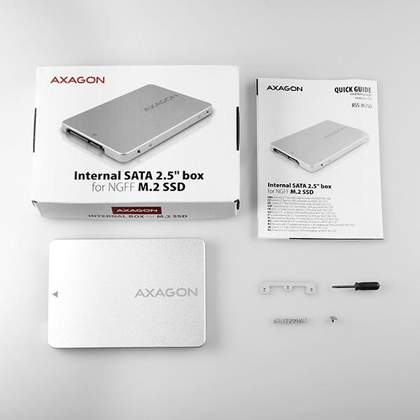 Actual product image Axagon RSS-M2SD Enclosure for M.2 SATA SSDs up to 2280 - Aluminium (M.2 2280)