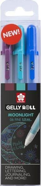 Sakura Penna roller in gel Gelly Roll Moonlight 06 "Galaxy (Blu oltremare, Verde acqua, Borgogna, 3 x)