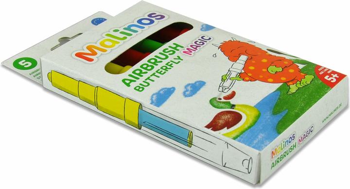 Produktbild Malinos Airbrush Stifte Magic Butterfly 5Farben+Schablone 5+ (multicolour, 5 x)