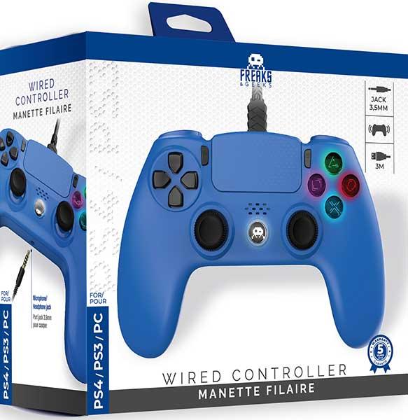 Image du produit Trade Invaders Freaks and Geeks - Manette filaire pour PS4 avec câble 3M - Bleu (PS4)