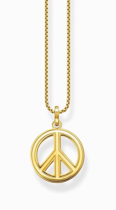 Image du produit Thomas Sabo Collier avec pendentif signe de paix avec pierres multicolores plaqué or (Argent 925, 50 - 55 cm)