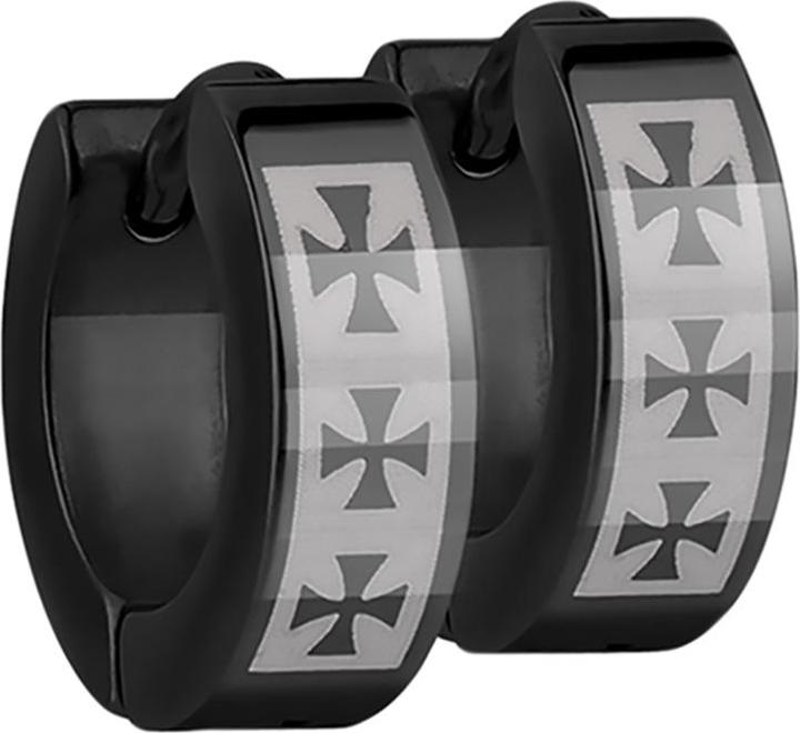 Produktbild Star Piercing Ohrring zum Klappen schwarz mit Kreuz (Chirurgenstahl 316L, ohne Messing)