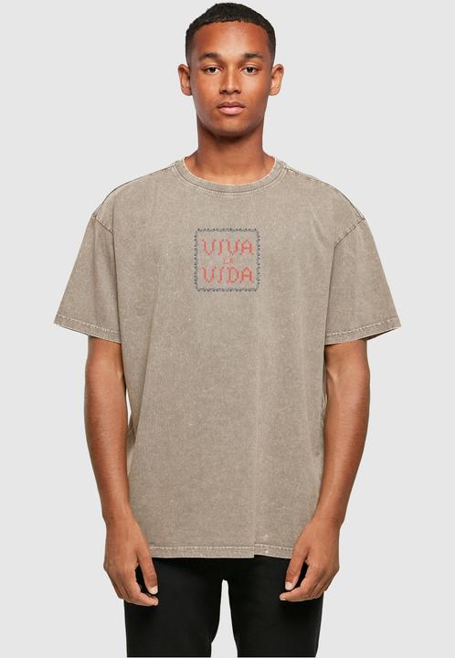 Actual product image Merchcode Frida Kahlo - Pixels viva la vida Acid Washed Heavy Oversize Tee - 118139 (L)
