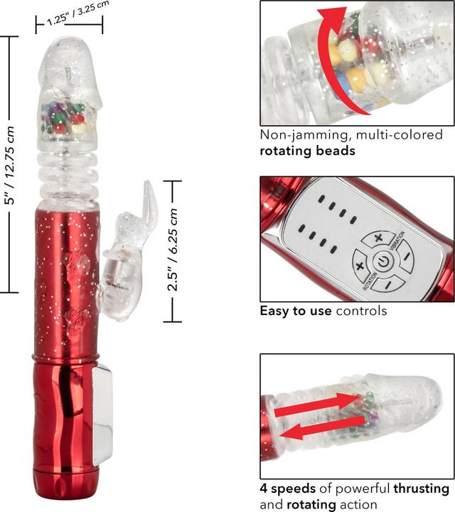 Actual product image CalExotics Naughty Bits® Cumball Machine™ Thrusting Jack Rabbit® Vibrator