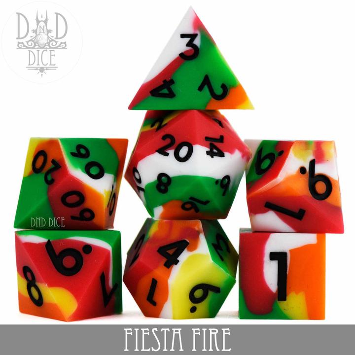 Actual product image DnD Dice Fiesta Fire Silicone Dice Set