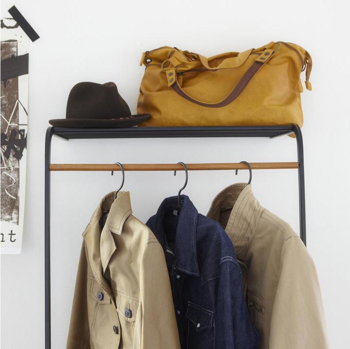Actual product image Yamazaki Leaning coat rack with shelf TOWER