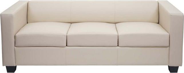 Produktbild Mendler 3er Sofa Couch Loungesofa Lille - Leder, creme (3-Sitzer)