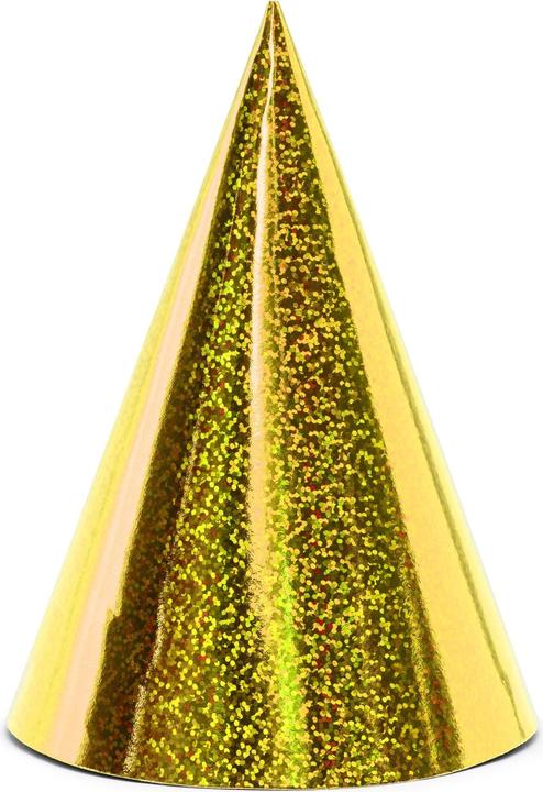 Productafbeelding Partydeco Partyhüte holografisch Gold, 16 x 10 cm, 6 Stück