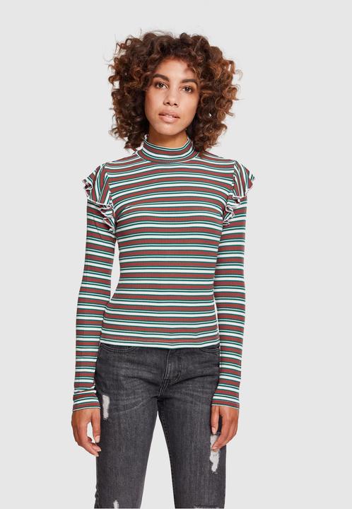 Actual product image Urban Classics Ladies Rib Striped Volant Turtleneck L/S (5XL)