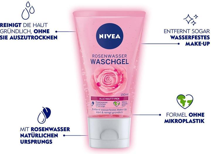 Image du produit NIVEA Gel nettoyant à l'eau de rose (Démaquillant, Gel, 150 ml)