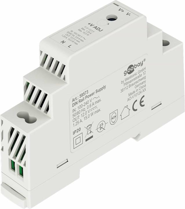 Produktbild Goobay Hutschienen-Netzteil DIN-Rail 12 V, 1,25 A, 15 W