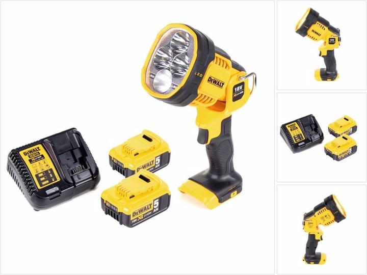 Actual product image DeWalt DCL 043 18V XR Li-Ion Cordless Torch + 2 x Batteries 5,0 Ah + Charger