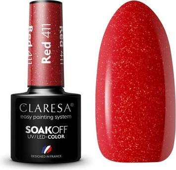 Claresa Soak Off UV/LED Red hybrid varnish 411 5g (411 RED UV, UV gel varnish)