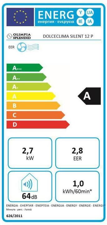 Energie-Label Olimpia Splendid Dolceclima Silent 12 P (12 m², 12000 BTU/h)