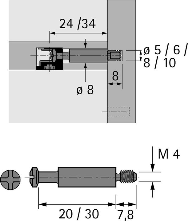 Image du produit Hettich Goujon à visser DU 428 acier naturel (Ancrages à enfoncer, 1 pcs)
