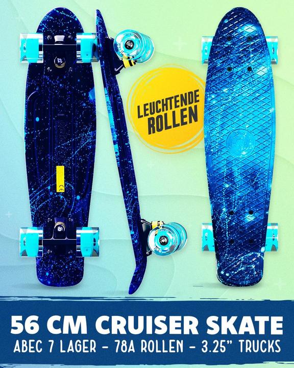 Deleven Skateboard mit LED Rollen und Skate Tool