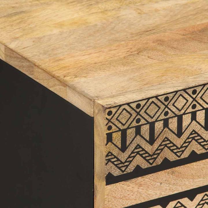 Actual product image VidaXL Bedside table Bedside cabinet Bedside chest of drawers Bedside console Black Rough mango wood (40 x 33.5 x 46 cm)