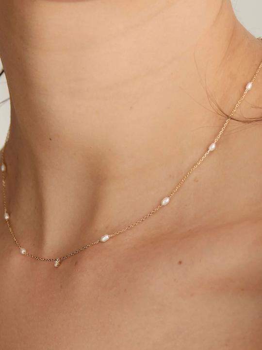 Produktbild Ania Haie 14kt Gold Pearl and White Sapphire Halskette (585er Gelbgold, 40 - 45 cm)