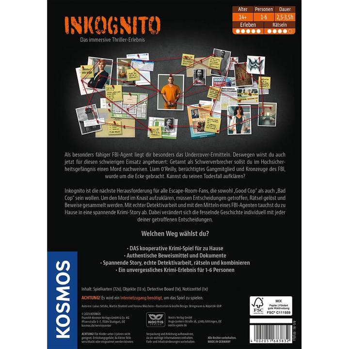Image du produit Kosmos Masters of Crime - Incognito (Allemand)