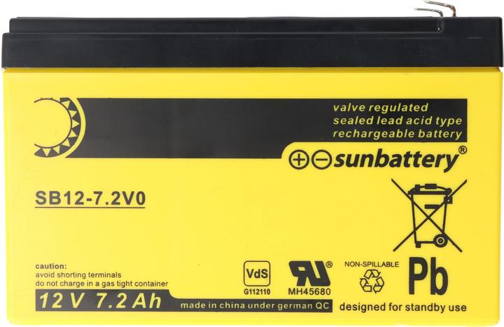 Produktbild AccuCell Sun Battery SB12-7.2V0 Akku, 12V 7,2Ah, 7.2-12L, AGM Bleiakku (12 V, 7.20 Ah)