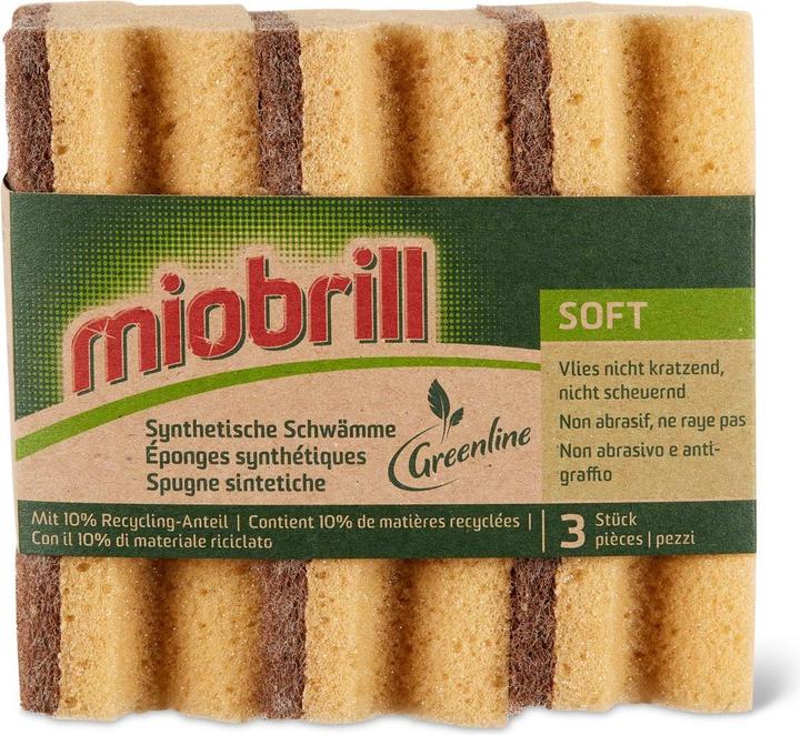 Miobrill Greenline Éponges Synthétiques Douces (3 pcs)