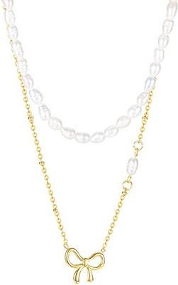 JVD - Beautiful Gold Plated Freshwater Pearl Necklace SSSN0016XF9GP42